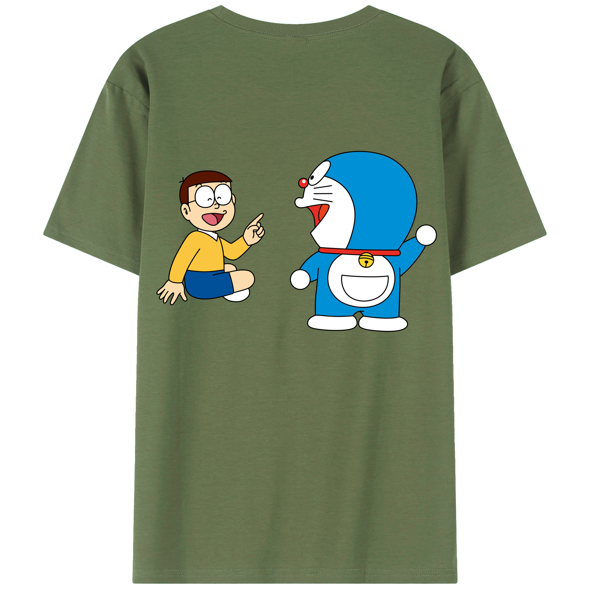 （画像用） ドラえもん Doraemon 綿100％ メンズ半袖Tシャツ（バックプリント） 通気性